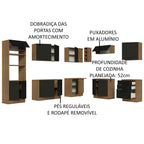Armário de Cozinha Completa de Canto 479cm Rustic Preto Agata Madesa 01