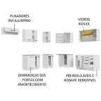 Armário de Cozinha Completa de Canto 486cm Branco 60cm de Profundidade Agata Madesa 01