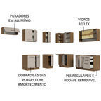 Armário de Cozinha Completa de Canto 486cm Rustic/Crema 60cm de Profundidade Agata Madesa 01