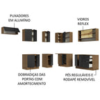 Armário de Cozinha Completa de Canto 486cm Rustic/Preto 60cm de Profundidade Agata Madesa 01