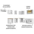 Armário de Cozinha Completa de Canto 486cm Branco Tampo Rustic 60cm de Profundidade Agata Madesa 01