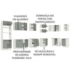 Armário de Cozinha Planejada de Canto 499cm Branco/Cinza Agata Madesa 01