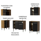 Armário de Cozinha Completa de Canto 293cm Rustic/Preto Emilly Open Madesa 01