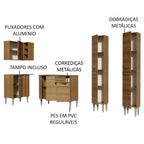 Armário de Cozinha Completa de Canto 293cm Rustic Emilly Music Madesa 02