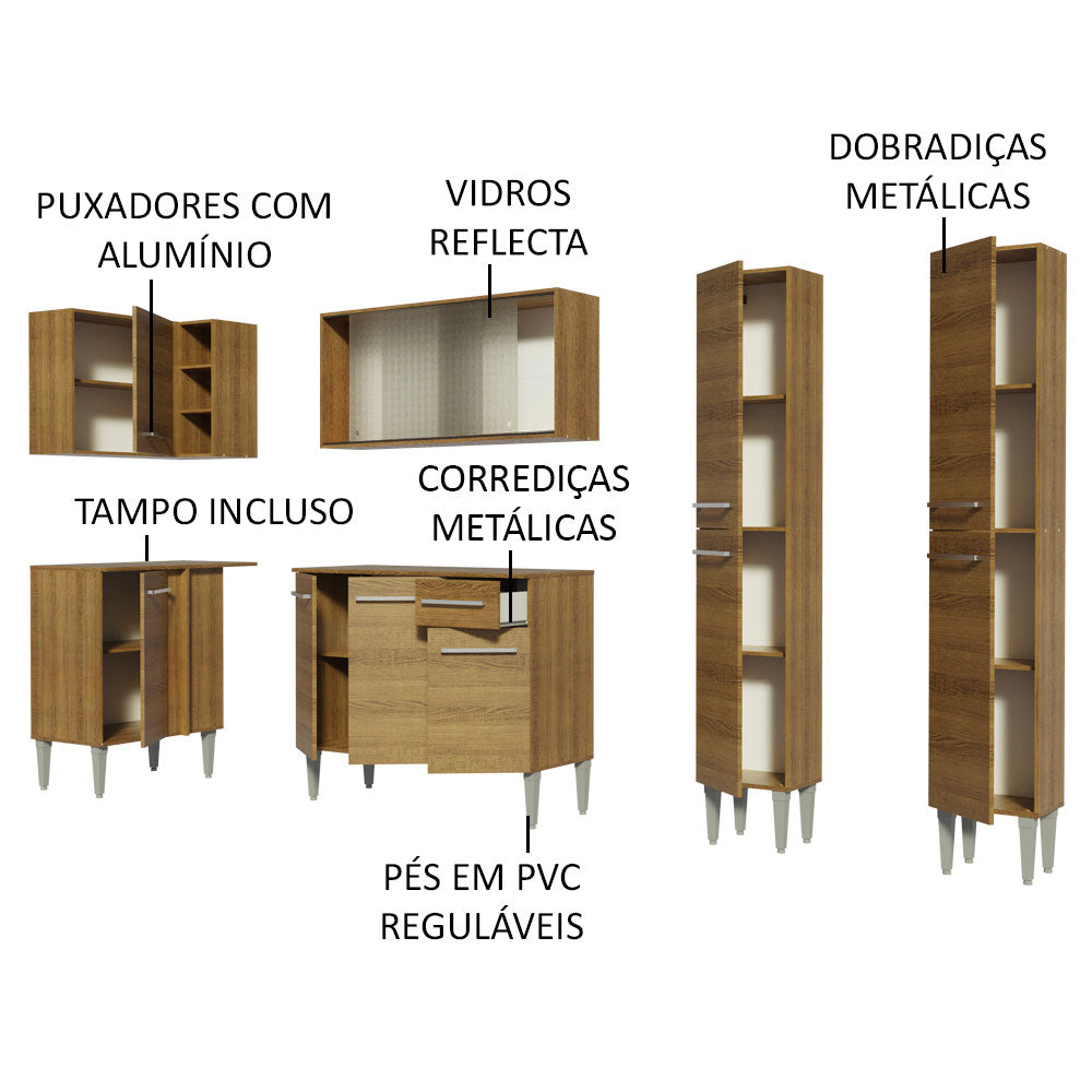 Armário de Cozinha Completa de Canto 293cm Rustic Emilly Self Madesa 05