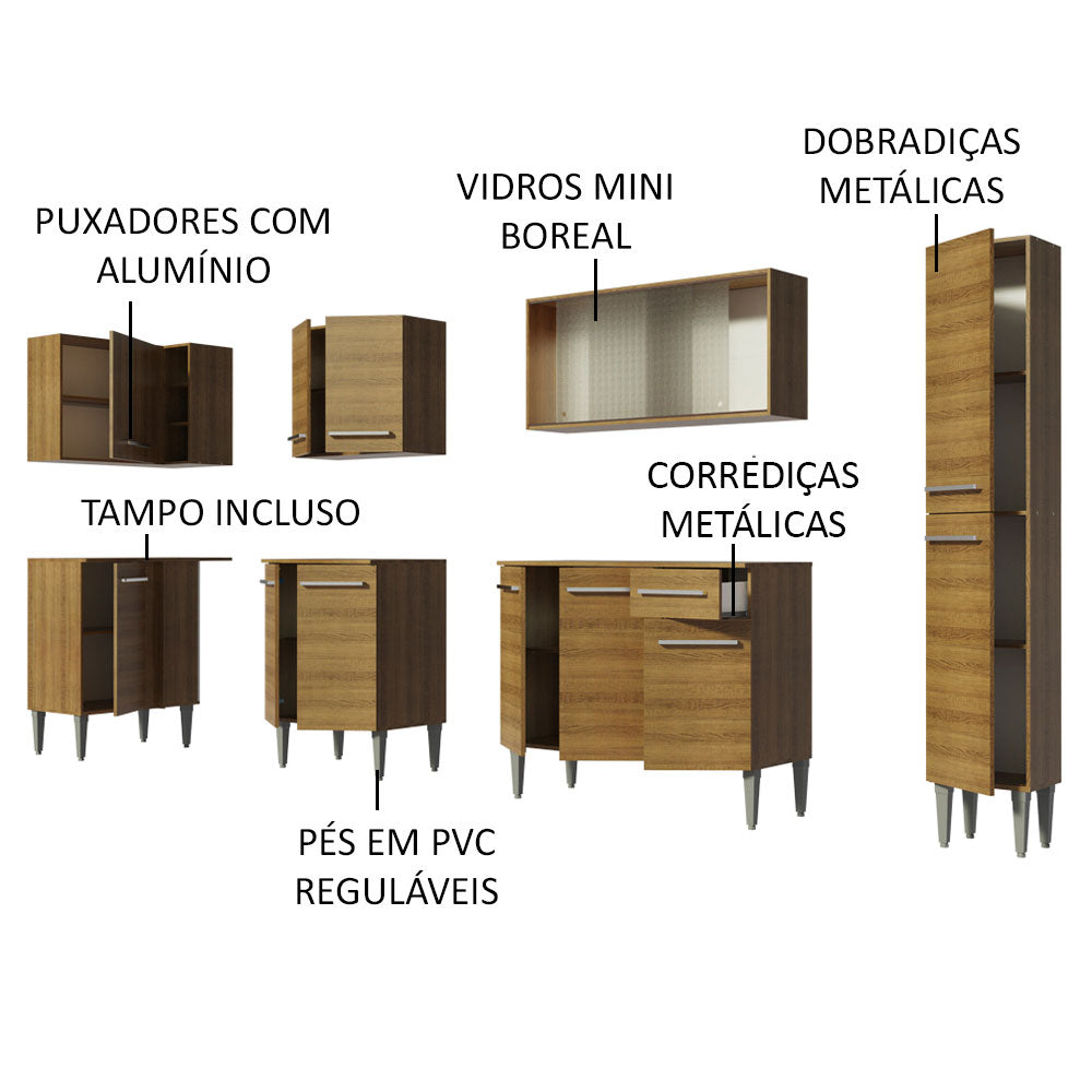 Armário de Cozinha Completa de Canto 325cm Rustic Emilly Space Madesa 03