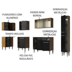 Armário de Cozinha Completa de Canto 325cm Rustic/Preto Emilly Space Madesa 03