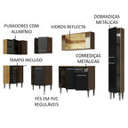 Armário de Cozinha Completa de Canto 325cm Rustic/Preto Emilly Wave Madesa 04