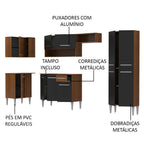 Armário de Cozinha Completa de Canto 353cm Rustic/Preto Emilly Sun Madesa 01