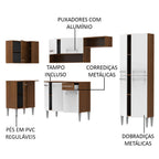 Armário de Cozinha Completa de Canto 353cm Rustic/Branco Emilly Sun Madesa 01