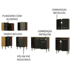 Armário de Cozinha Completa de Canto 357cm Rustic/Preto Emilly Rock Madesa 01