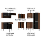Armário de Cozinha Completa de Canto 417cm Rustic/Preto Emilly Ice Madesa 01