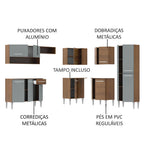 Armário de Cozinha Completa de Canto 417cm Rustic/Cinza Emilly Ice Madesa