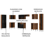 Armário de Cozinha Completa de Canto 513cm Rustic/Preto Emilly Live Madesa 01