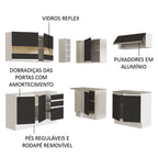 Armário de Cozinha Completa de Canto 349cm Branco/Preto Glamy Madesa 01
