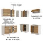 Armário de Cozinha Completa de Canto 349cm Branco/Rustic Glamy Madesa 01
