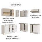 Armário de Cozinha Completa de Canto 349cm Branco/Branco/Crema Glamy Madesa 01