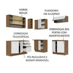 Armário de Cozinha Completa de Canto 349cm Rustic Branco Glamy Madesa 02