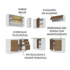 Armário de Cozinha Completa de Canto 349cm Branco Rustic Glamy Madesa 02