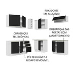 Armário de Cozinha Completa de Canto 349cm Branco Preto Glamy Madesa 03