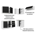 Armário de Cozinha Completa de Canto 349cm Branco/Preto Glamy Madesa 07