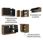 Armário de Cozinha Completa de Canto 349cm Rustic/Preto Glamy Madesa 07