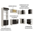 Armário de Cozinha Completa de Canto 399cm Branco Preto Glamy Madesa 02