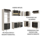 Armário de Cozinha Completa de Canto 419cm Branco/Preto Glamy Madesa 01
