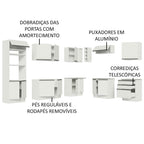 Armário de Cozinha Completa de Canto 479cm Branco Glamy Madesa 01