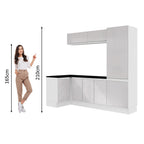 Kit Área De Serviço Madesa Acordes 100% MDF com Armário e Balcão de Canto Portas Branco Brilho