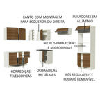 Armário de Cozinha Completa de Canto 100% MDF 419cm Rustic/Branco Acordes Madesa 01