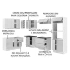 Armário de Cozinha Completa de Canto 100% MDF 419cm Frentes Branco Brilho Acordes Madesa 03