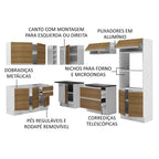Armário de Cozinha Completa de Canto 100% MDF 419cm Branco/Rustic Acordes Madesa 03