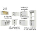 Armário de Cozinha Completa de Canto 100% MDF 459cm Frentes Branco Brilho Acordes Madesa 01