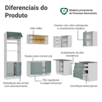 Armário de Cozinha Completa de Canto 416 x 60 cm Branco/Cinza Lux Madesa 01
