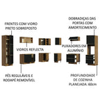 Armário de Cozinha Completa de Canto 526 x 60 cm Rustic/Preto Lux Madesa 01