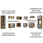 Armário de Cozinha Completa de Canto 546 x 60 cm Rustic/Cinza Lux Madesa 01