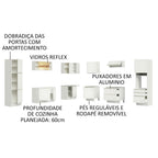 Armário de Cozinha Completa de Canto 546 x 60 cm Branco/Branco Veludo Lux Madesa 01