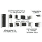 Armário de Cozinha Completa de Canto 546 x 60 cm Branco/Preto Lux Madesa 05