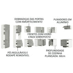 Armário de Cozinha Completa de Canto 546 x 60 cm Branco/Cinza Lux Madesa 05