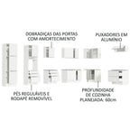 Armário de Cozinha Completa de Canto 546 x 60 cm Branco Veludo Lux Madesa 05