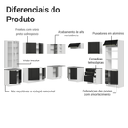 Armário de Cozinha Completa 566cm Branco/Preto Lux Madesa 01