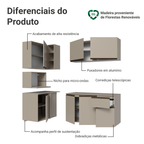 Armário de Cozinha Completa de Canto 265 cm Suspensa Crema Nice Madesa 06