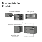 Armário de Cozinha Completa de Canto Suspenso 325cm Cinza Nice Madesa 01