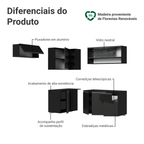 Armário de Cozinha Completa de Canto Suspenso 325 cm Preto Nice Madesa 02