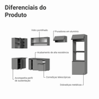 Armário de Cozinha Completa de Canto Suspenso 385cm Cinza Nice Madesa 01