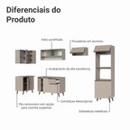 Armário de Cozinha Completa de Canto 385cm Crema Nice Madesa 03