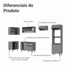 Armário de Cozinha Completa de Canto 385cm Cinza Nice Madesa 04