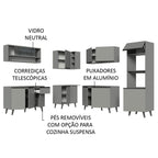 Armário de Cozinha Completa de Canto 445cm Cinza Nice Madesa 01
