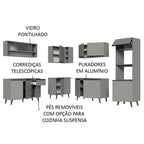 Armário de Cozinha Completa de Canto 445cm Cinza Nice Madesa 02